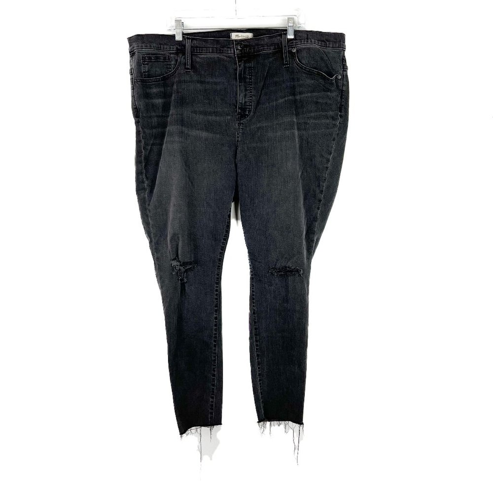 Madewell 9" High-Rise Skinny Jeans in Black Sea Raw Hem Plus Size 37 EUC T2555